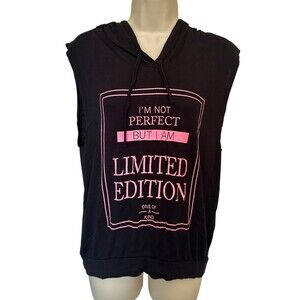 Junior's 'I'm Not Perfect But I Am Limited Edition' Soft Hooded Top Size L Black
